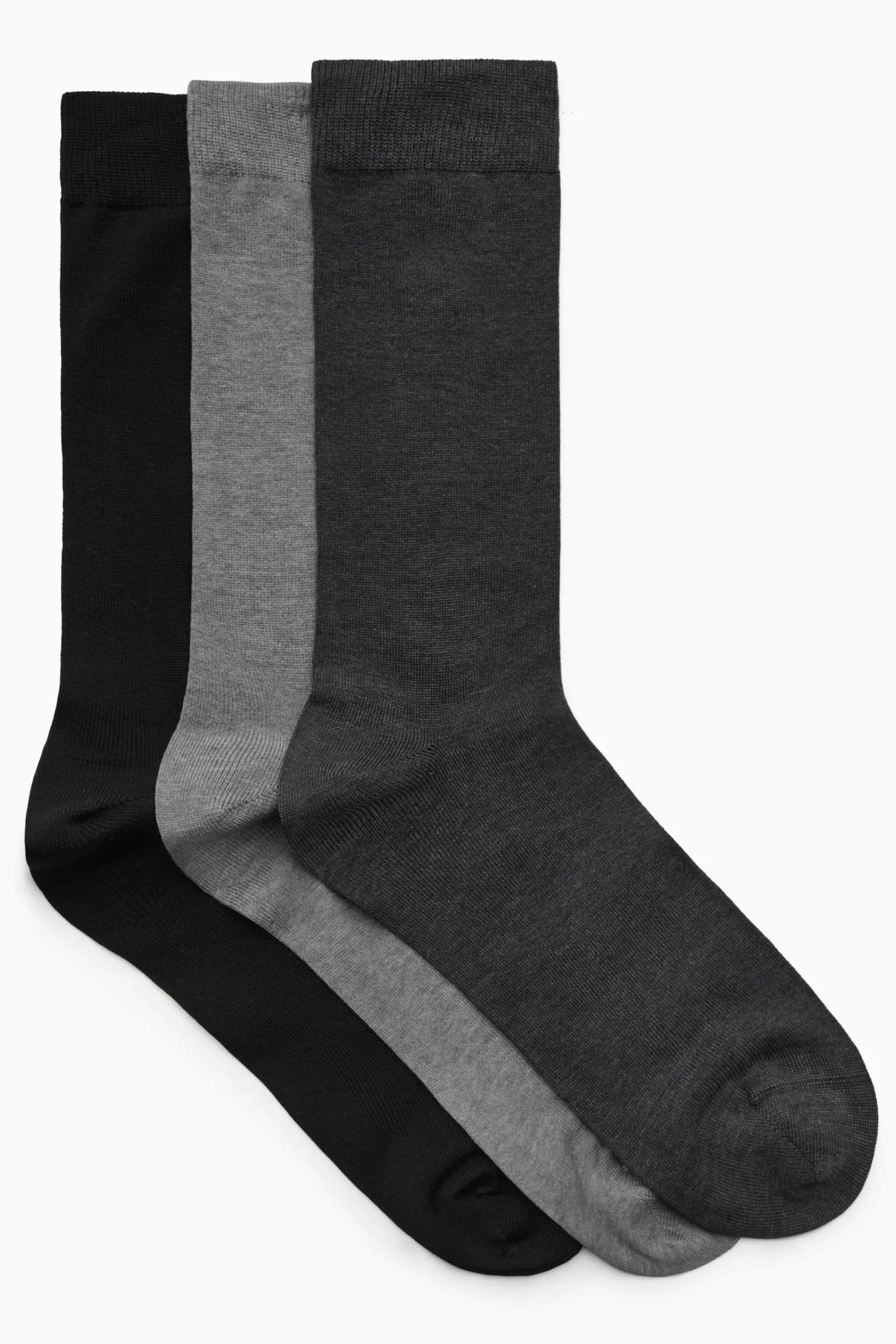 COS 3 PAIRES DE CHAUSSETTES COTON MERCERISÉ Noir / Gris foncé / Gris clair Best